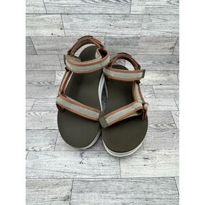 Teva 1984 Universal Platform Sandals Womens Sz 9 Beige Brown Olive Green Strappy